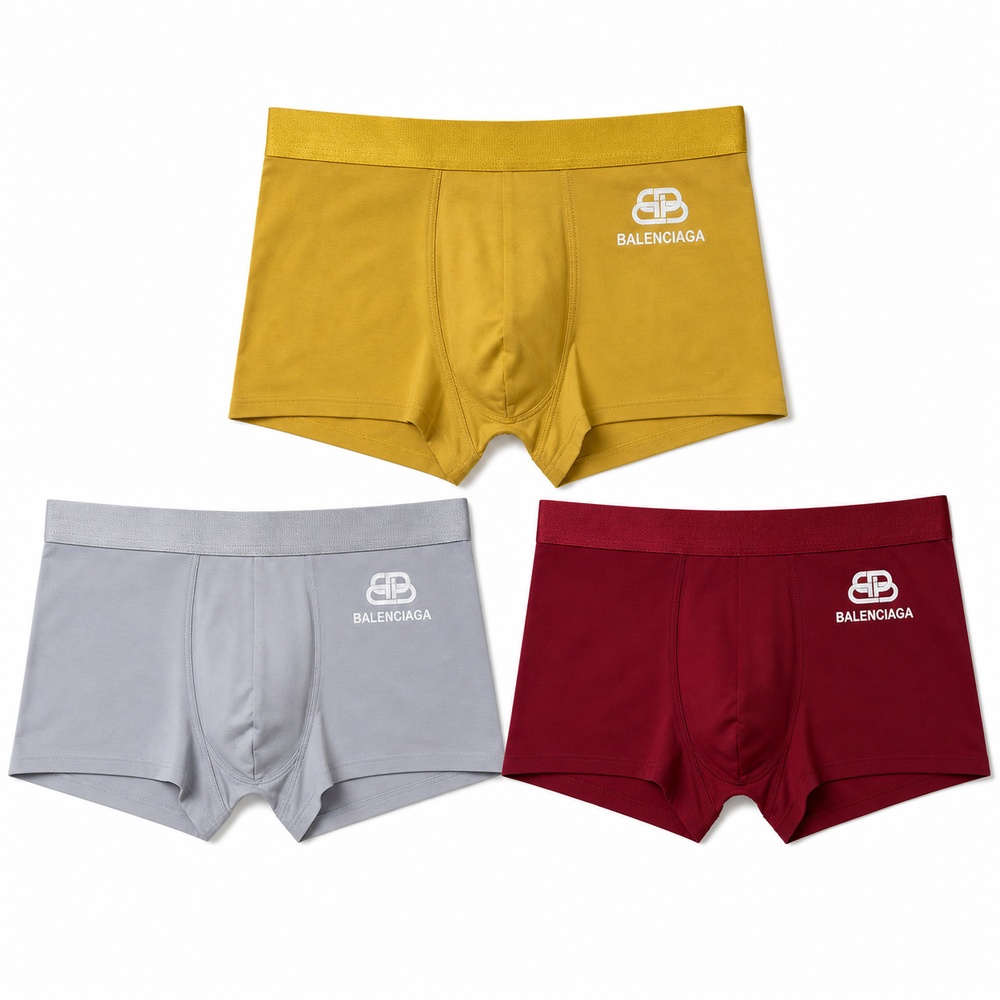 Mustard Gray and Burgundy Three-Pack Boxer Briefs - View 2