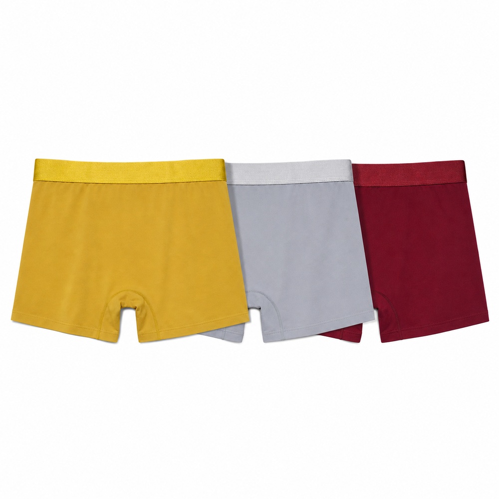 Mustard Gray and Burgundy Three-Pack Boxer Briefs - View 3