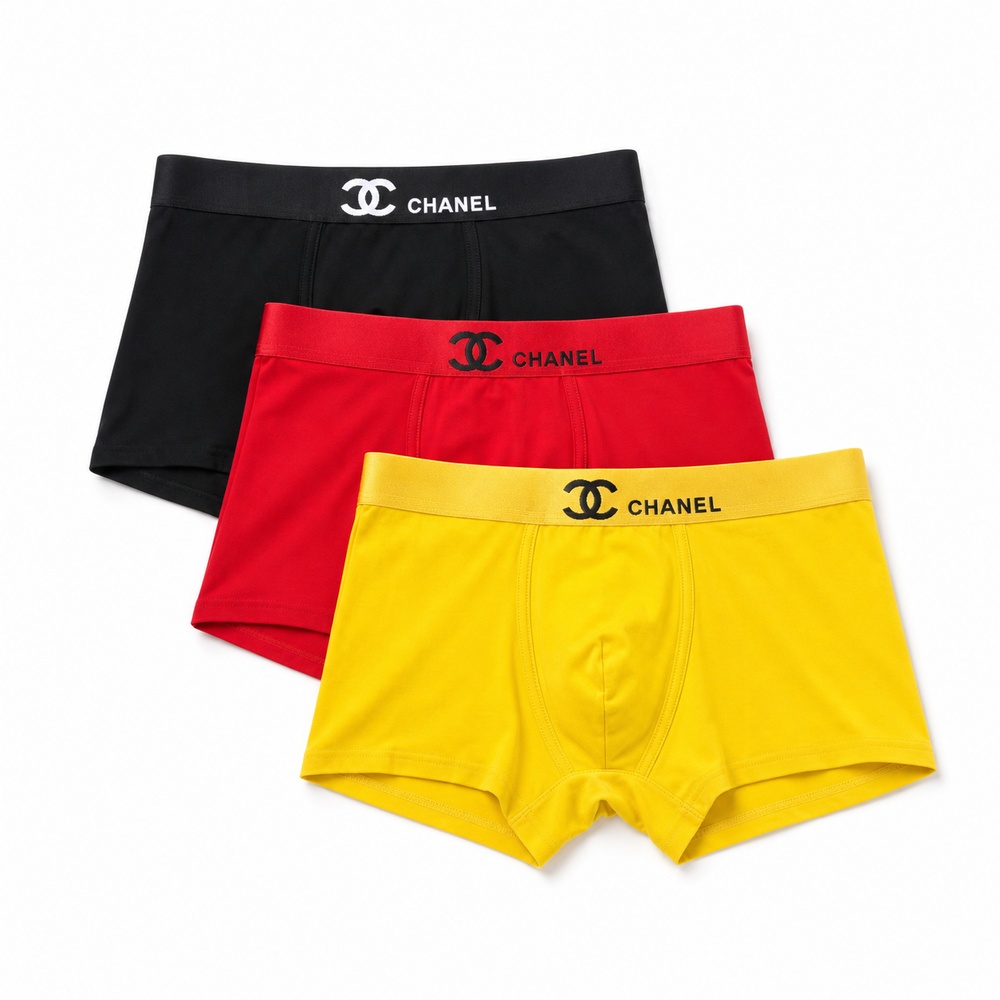 Yellow Red and Black Three-Pack Boxer Briefs - View 1