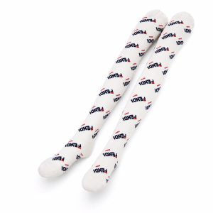 White Navy and Red Graphic Over-the-Knee Socks - View 1
