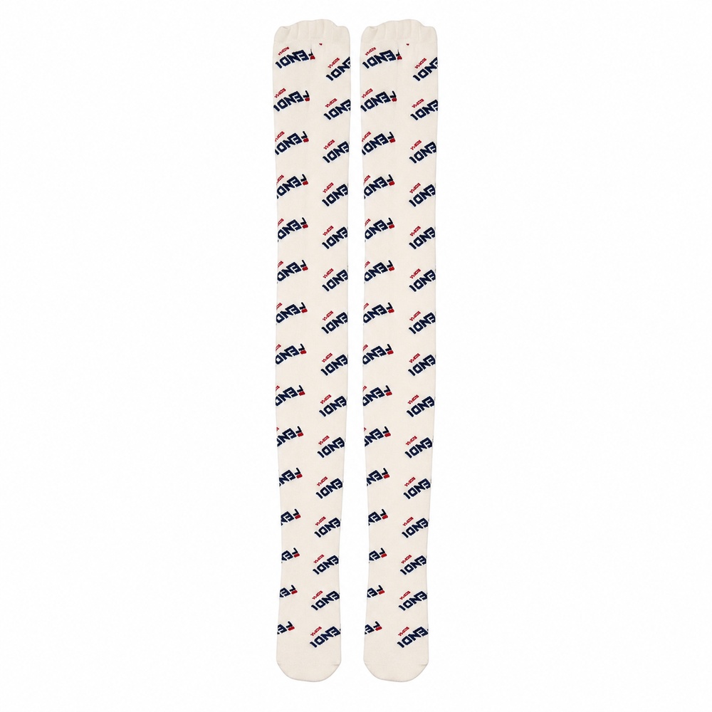 White Navy and Red Graphic Over-the-Knee Socks - View 3