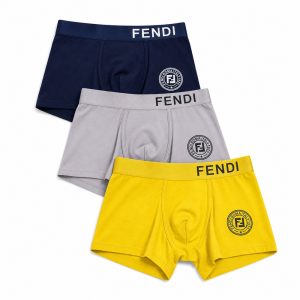 Yellow Gray and Navy Three-Pack Emblem Boxer Briefs - View 1