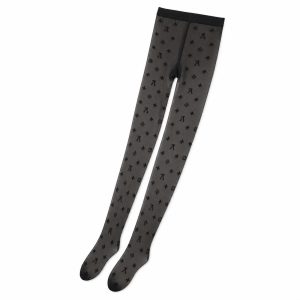 Black Sheer Tonal Patterned Tights - View 1