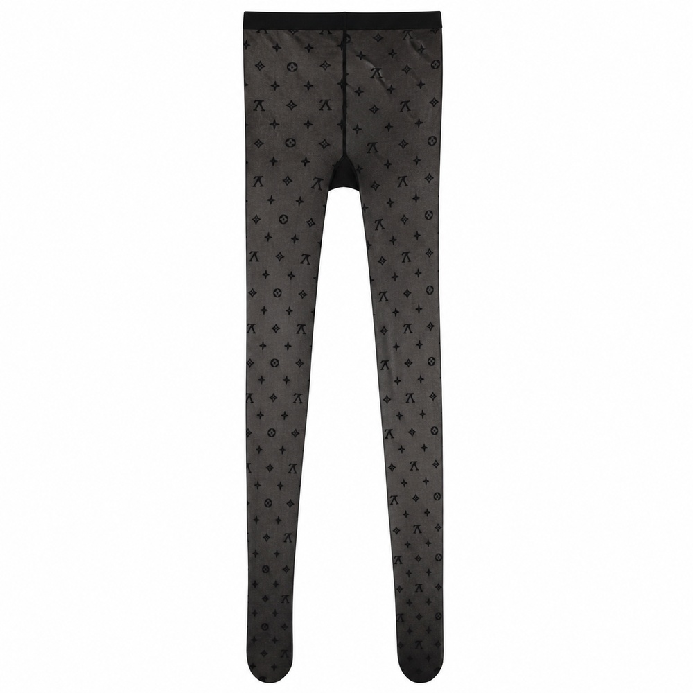 Black Sheer Tonal Patterned Tights - View 3