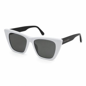 Light Gray-White Thick Square Cat-Eye Sunglasses - View 1
