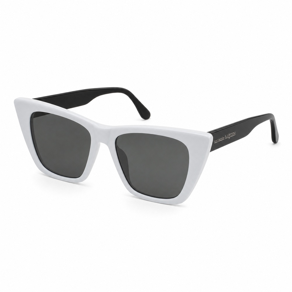 Light Gray-White Thick Square Cat-Eye Sunglasses - View 1