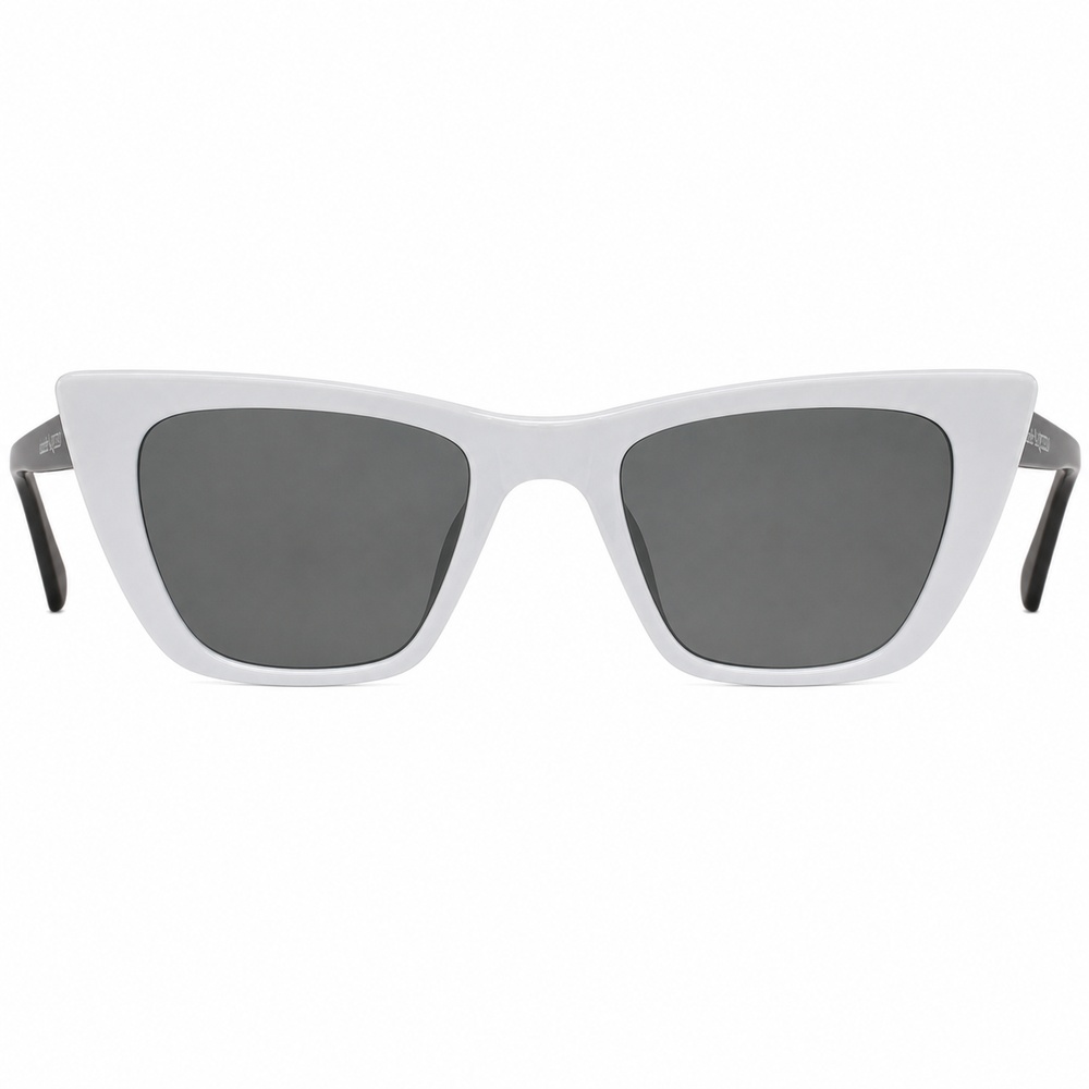 Light Gray-White Thick Square Cat-Eye Sunglasses - View 2