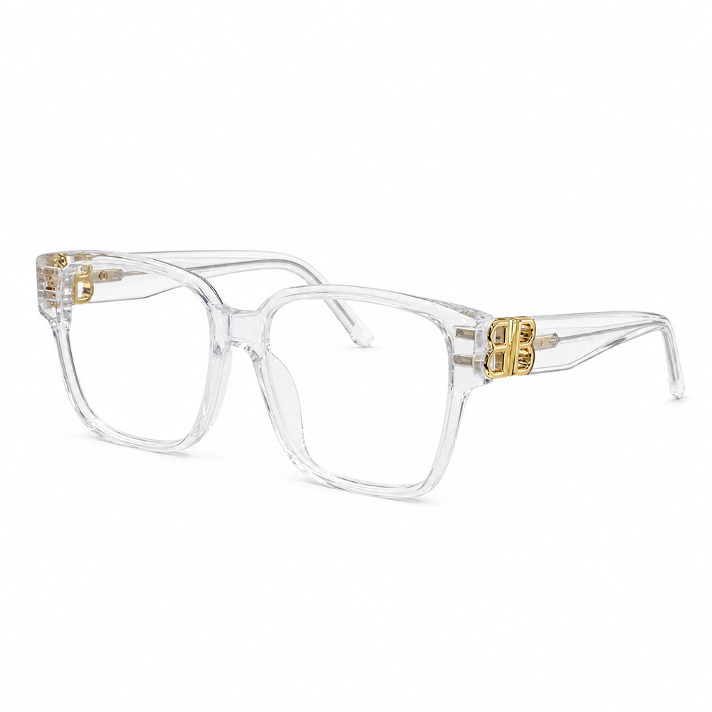 Clear Square Optical Glasses with Gold Hinges - View 1