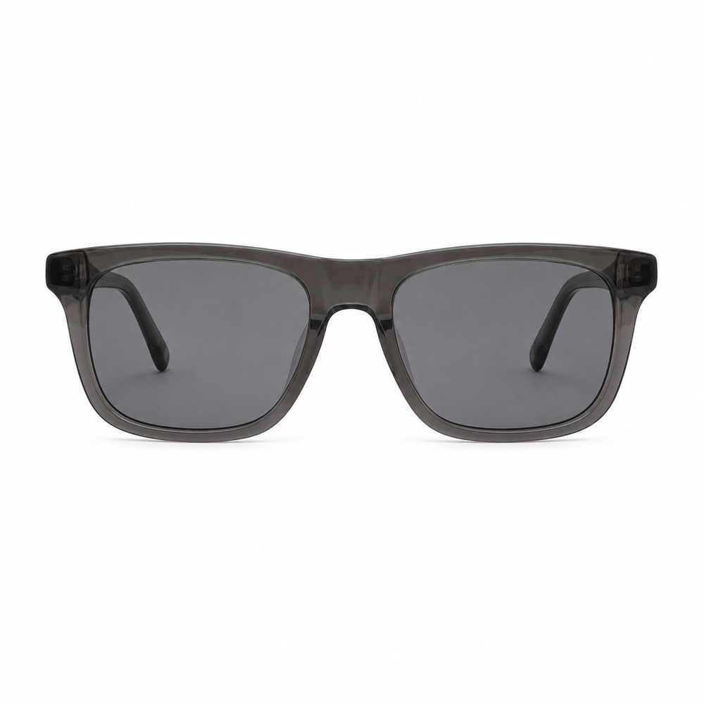 Smoke Gray Transparent Square Sunglasses - View 2