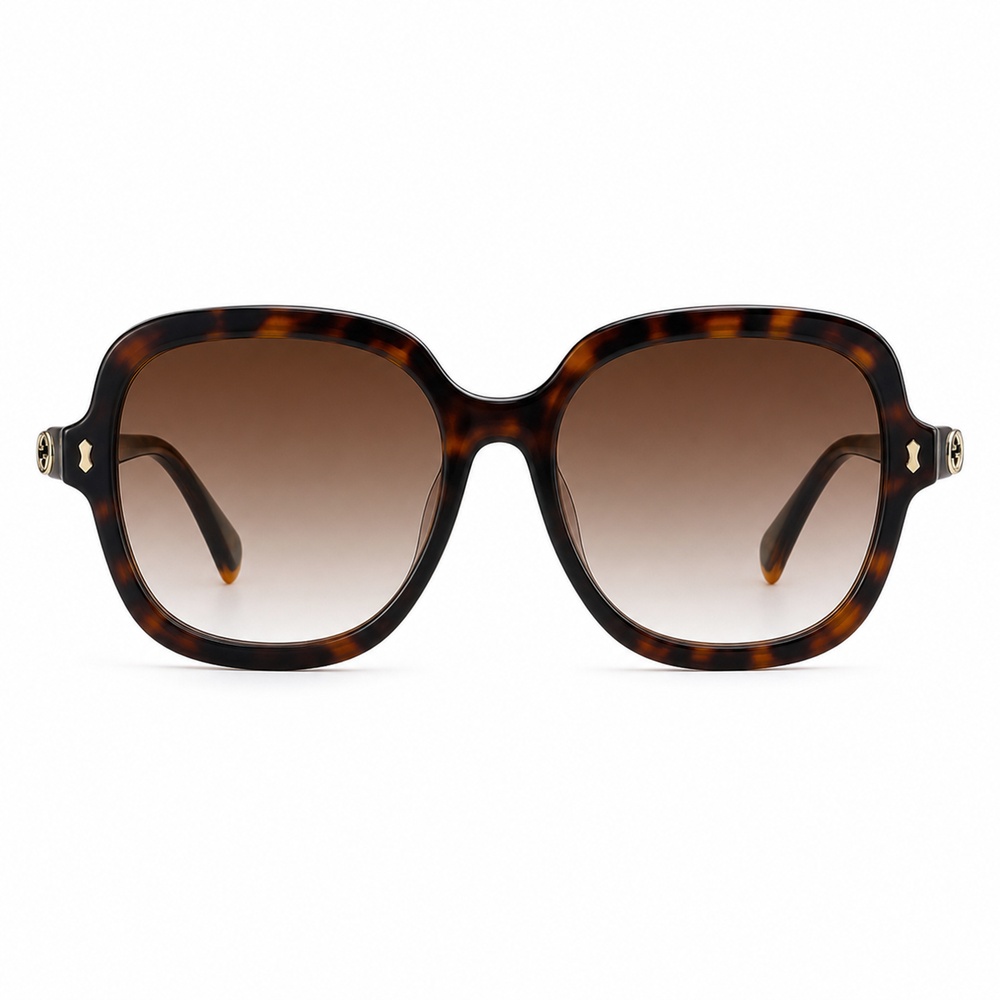 Dark Tortoiseshell Rounded Square Sunglasses - View 2