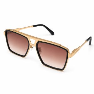 Gold Double-Bridge Geometric Square Sunglasses - View 1